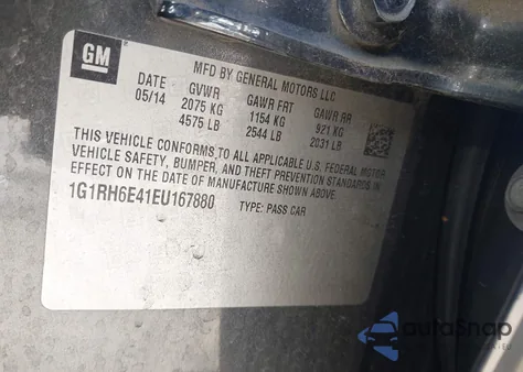 2014 Chevrolet Volt from USA, damaged, VIN 1G1RH6E41EU167880